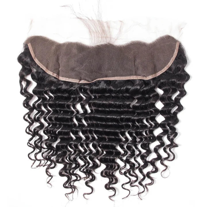 13x4 Deep Wave Transparent Lace Frontal Hair Ear to Ear Lace Frontal Human Hair 12A Quality