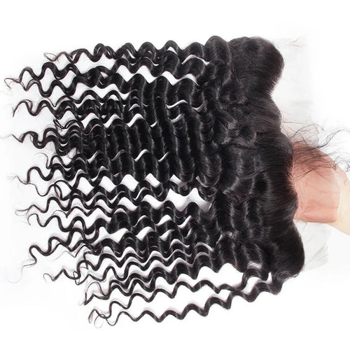 13x4 Deep Wave Transparent Lace Frontal Hair Ear to Ear Lace Frontal Human Hair 12A Quality