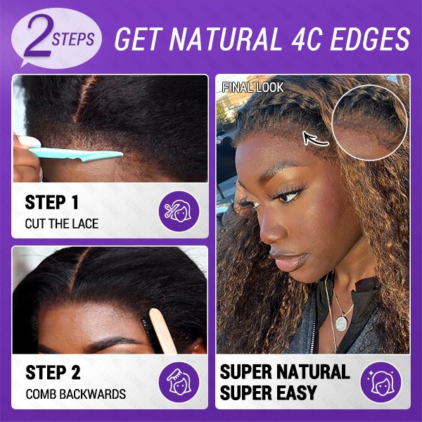 【20 inches = R2999】4C Edges | Kinky Edges Ombre Brown Deep Wave Glueless 13x4 Frontal HD Lace Side Part Long Wig