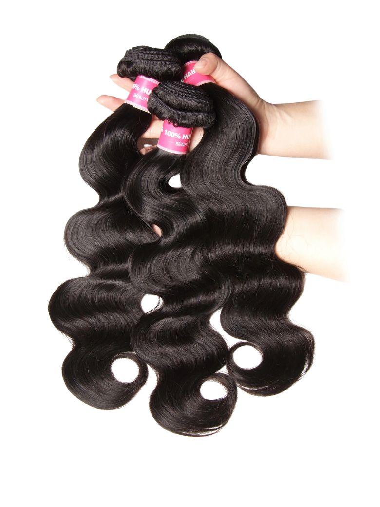 The UNice Premium Raw Virgin Hair Body Wave Bundles product image shows brazilian body wave hair extensions and body wave texture, bundle fullness.