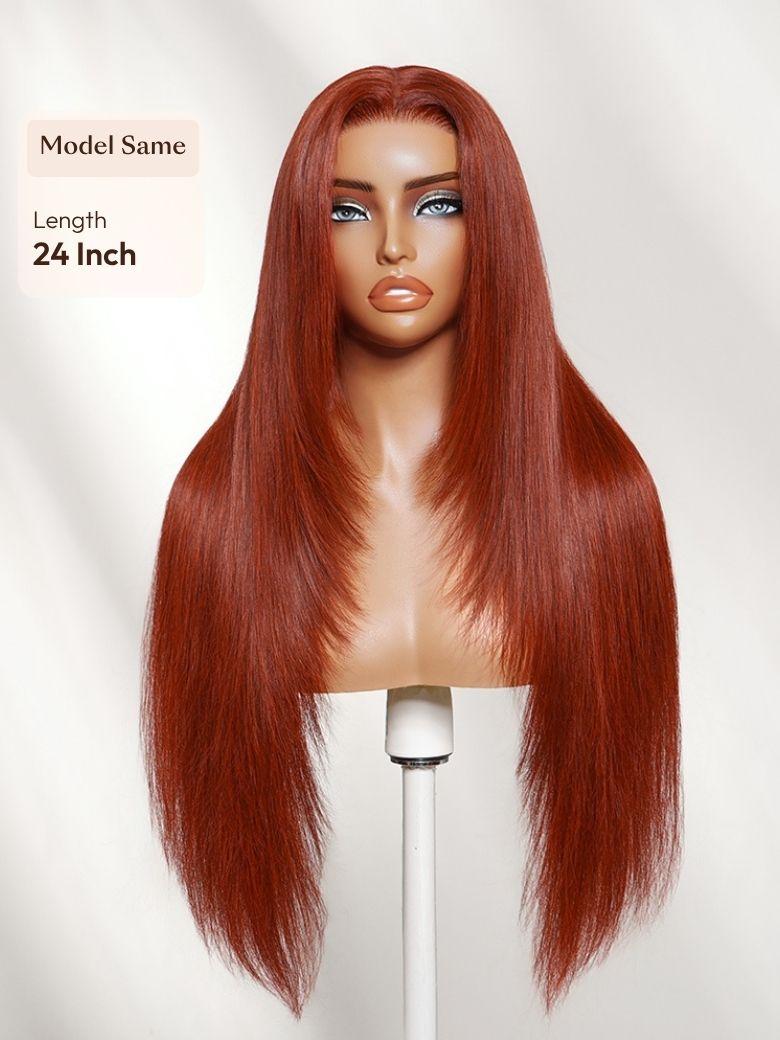 UNice Reddish Brown Layered Straight Wig Bye-Bye Slip™ 7×5 Lace Closure Glueless Glam-Ready Rich Color Sleek Style