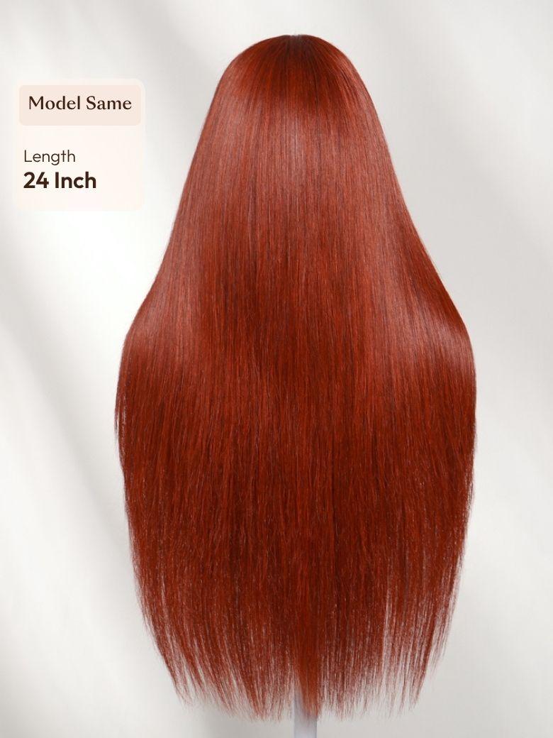 UNice Reddish Brown Layered Straight Wig Bye-Bye Slip™ 7×5 Lace Closure Glueless Glam-Ready Rich Color Sleek Style
