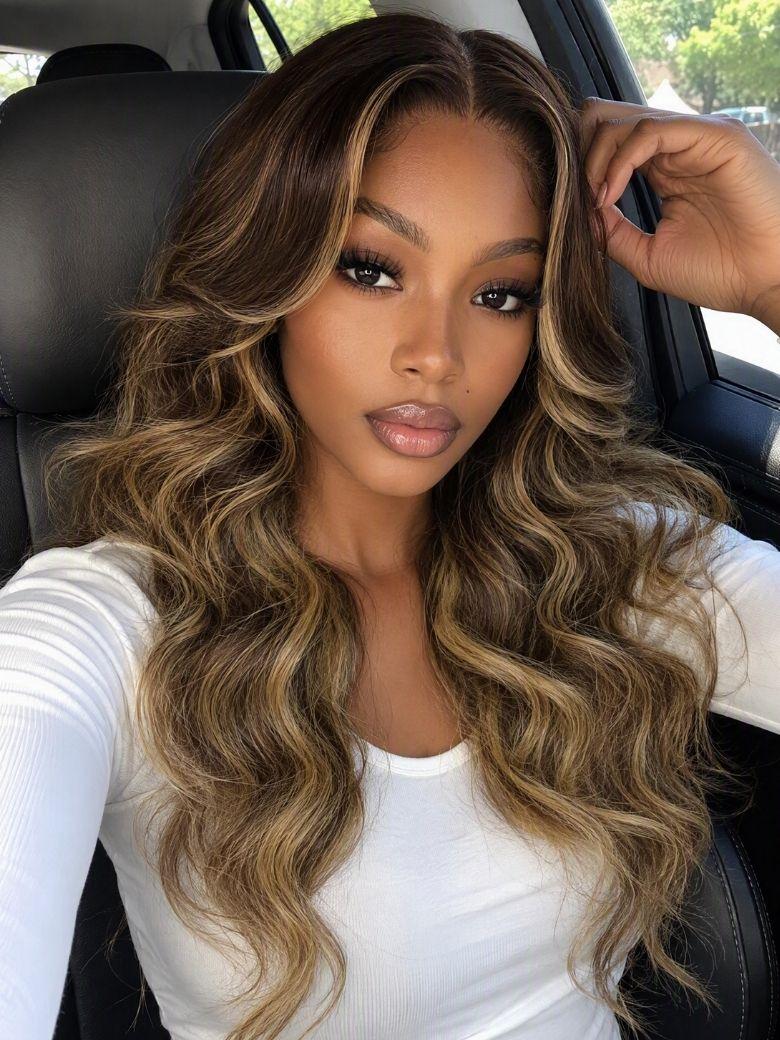 UNice Honey Blonde Highlights Loose Wave with Face-Framing Layers Bye-Bye Slip™ 7x5 Lace Closure Glueless Ready-to-Go Wig for Beginners