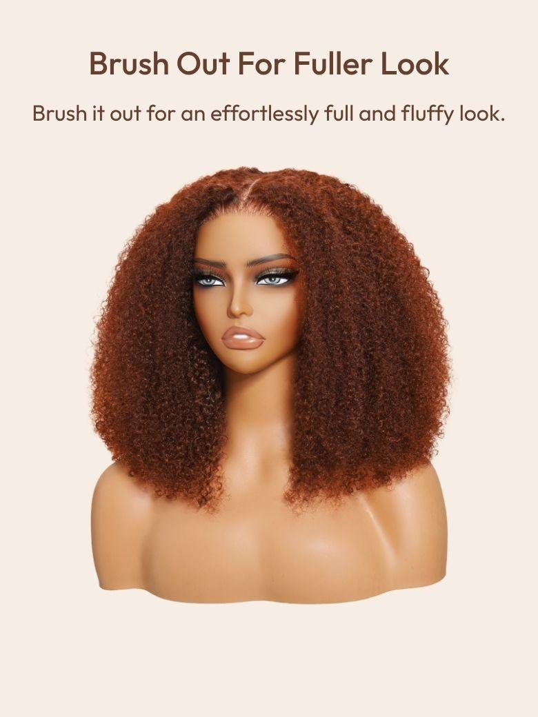 The UNice 24 Inch BOGO UNice 7x5 Bye Bye Knots Wig Glueless Lace Sunset Jerry Curly for image highlights BrushOut ForFuller Look, Brushitoutforaneffortlesslyfull.