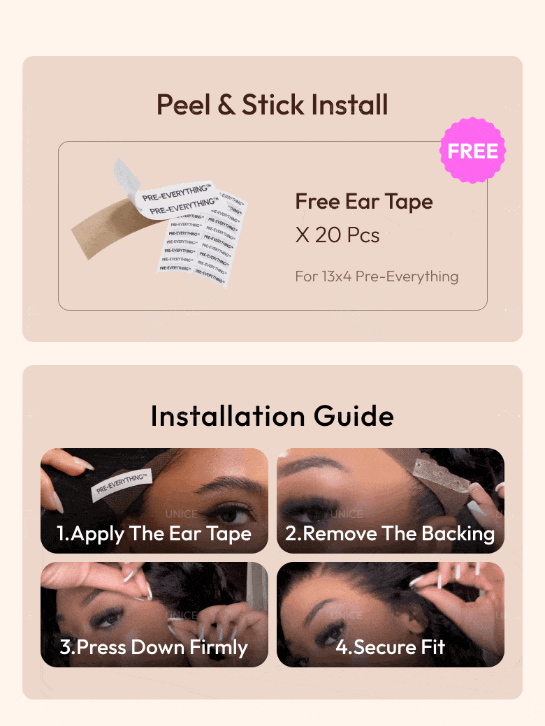 The UNice 13x4 Pre-Everything Lace No Slip Frontal Ash Brown Blonde Highlights Loose image highlights Peel&StickInstall, FREE, PRE-EVERYTHING, Free Ear Tape, the best.