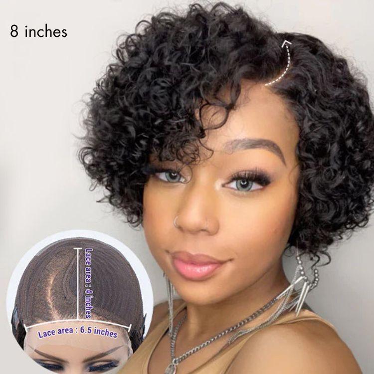 Worth | Trendy Short Cut Curly Minimalist HD Lace Glueless Side Part Wig 100% Human Hair