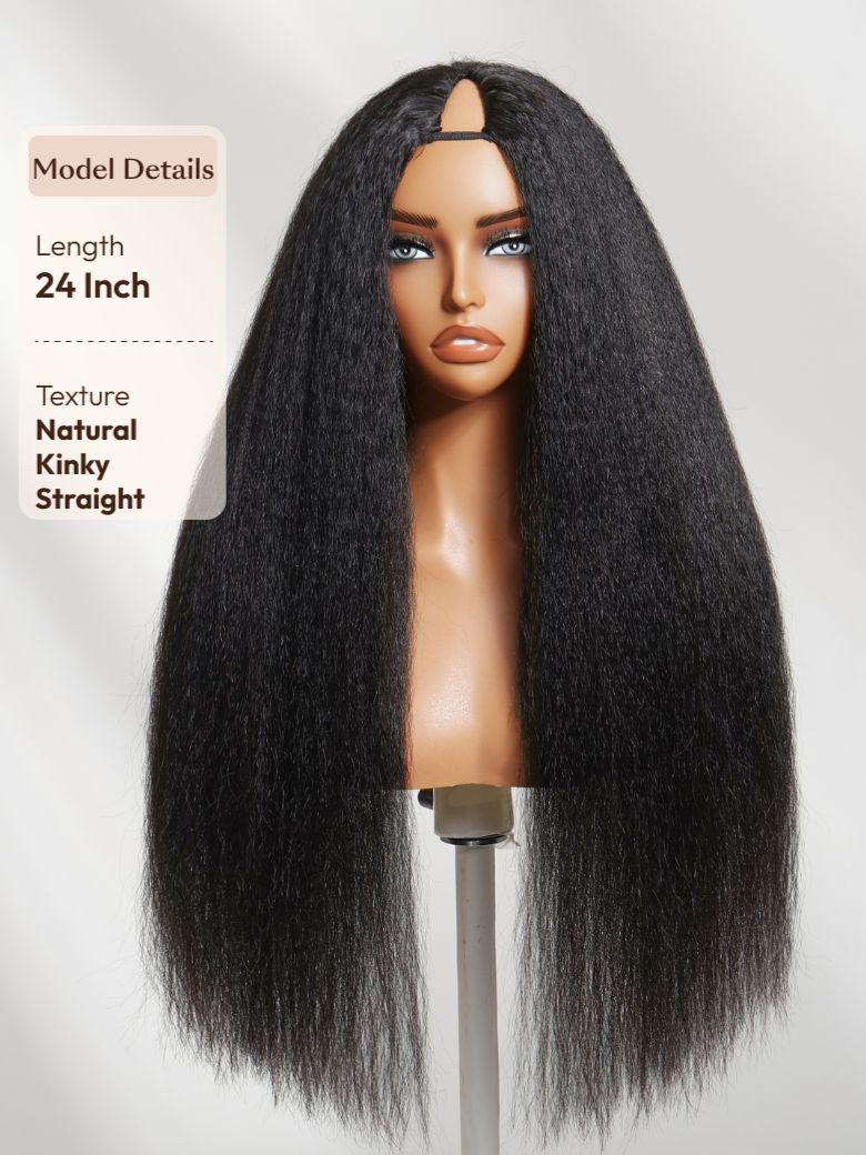 UNice InvisiBlend™ V part Glueless Kinky Straight Natural Black Wig