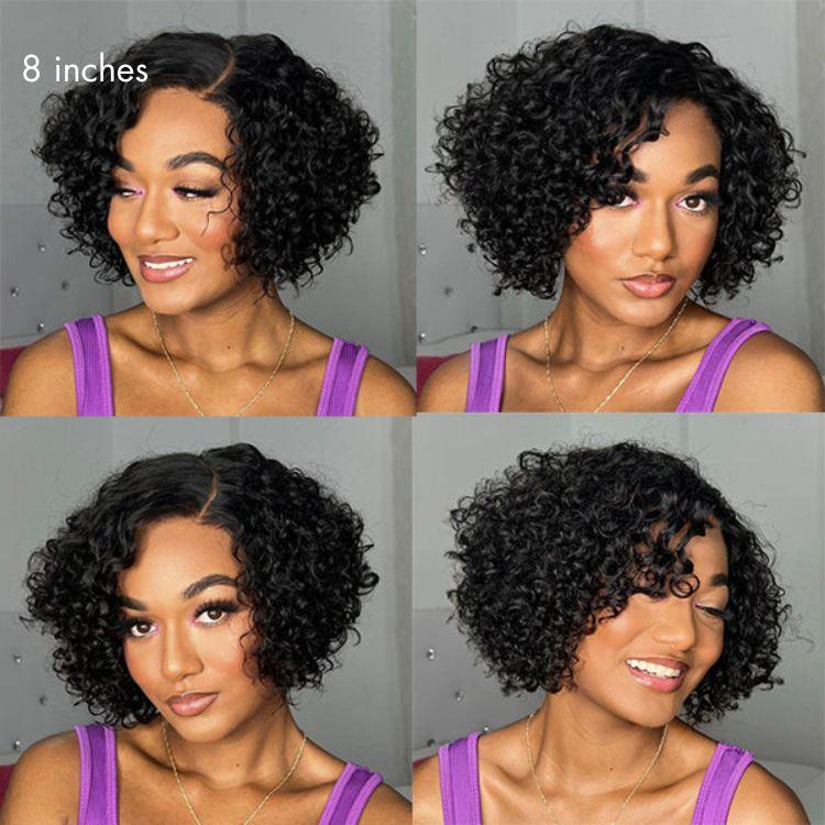 Worth | Trendy Short Cut Curly Minimalist HD Lace Glueless Side Part Wig 100% Human Hair