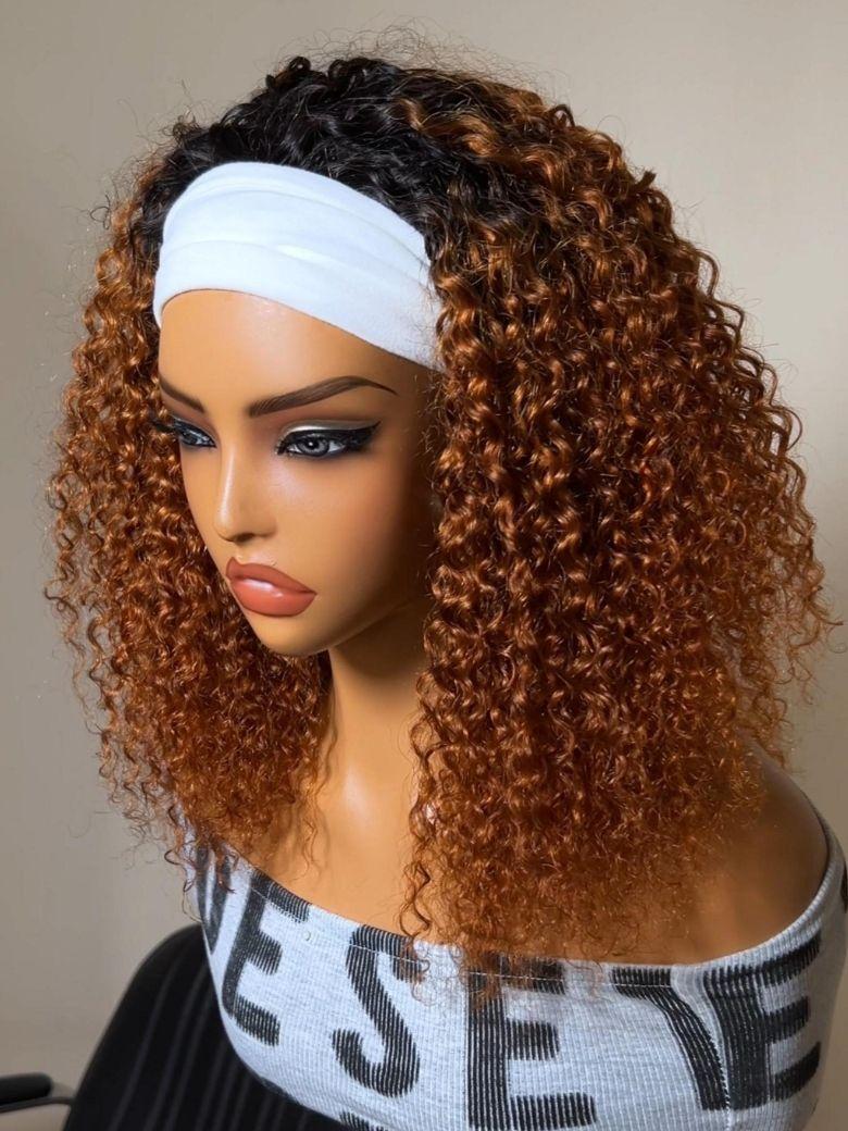 UNice Copper Ombre Curly Half Wig Flip Over Glam-Ready Dark Roots Beginner-Friendly Daily Styling