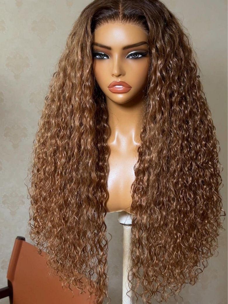 UNice Warm Honey Golden Brown Water Wave Bye-Bye Slip™ 7x5 Lace Glueless Wear and Go Wig for Beginners