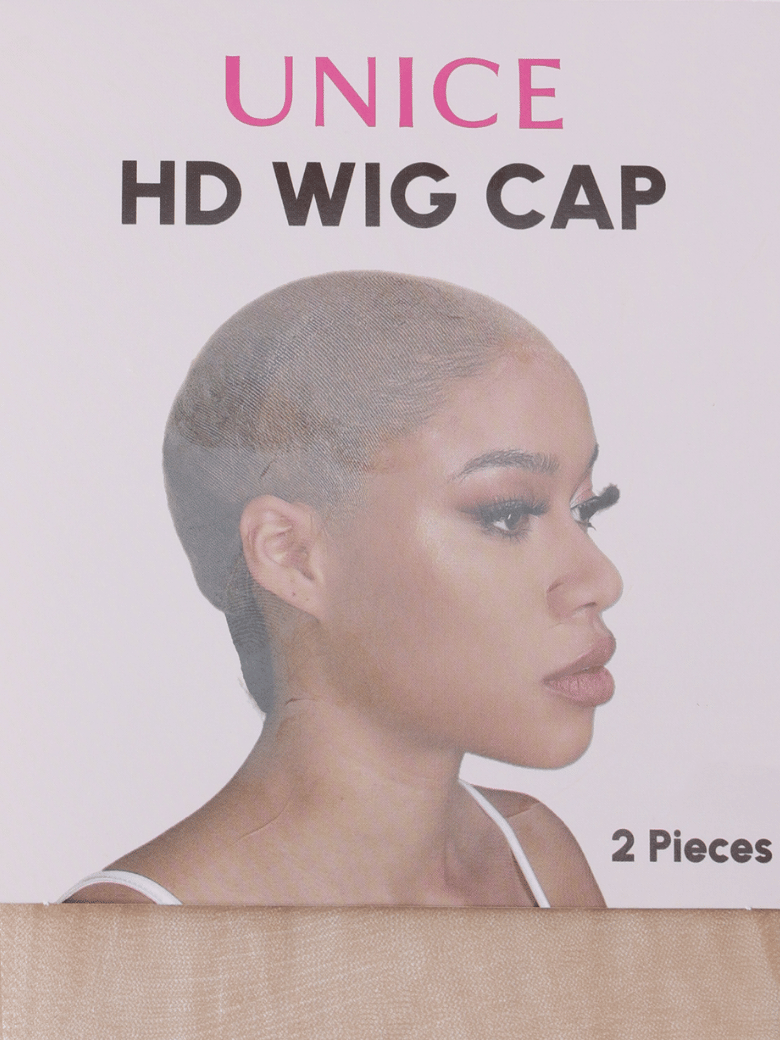 A model displays the UNice Invisi Drawstring Put On And Go Easy Daily Style Glueless Lace Bleached Knots wig, showing a book with a picture of a woman ' s face.