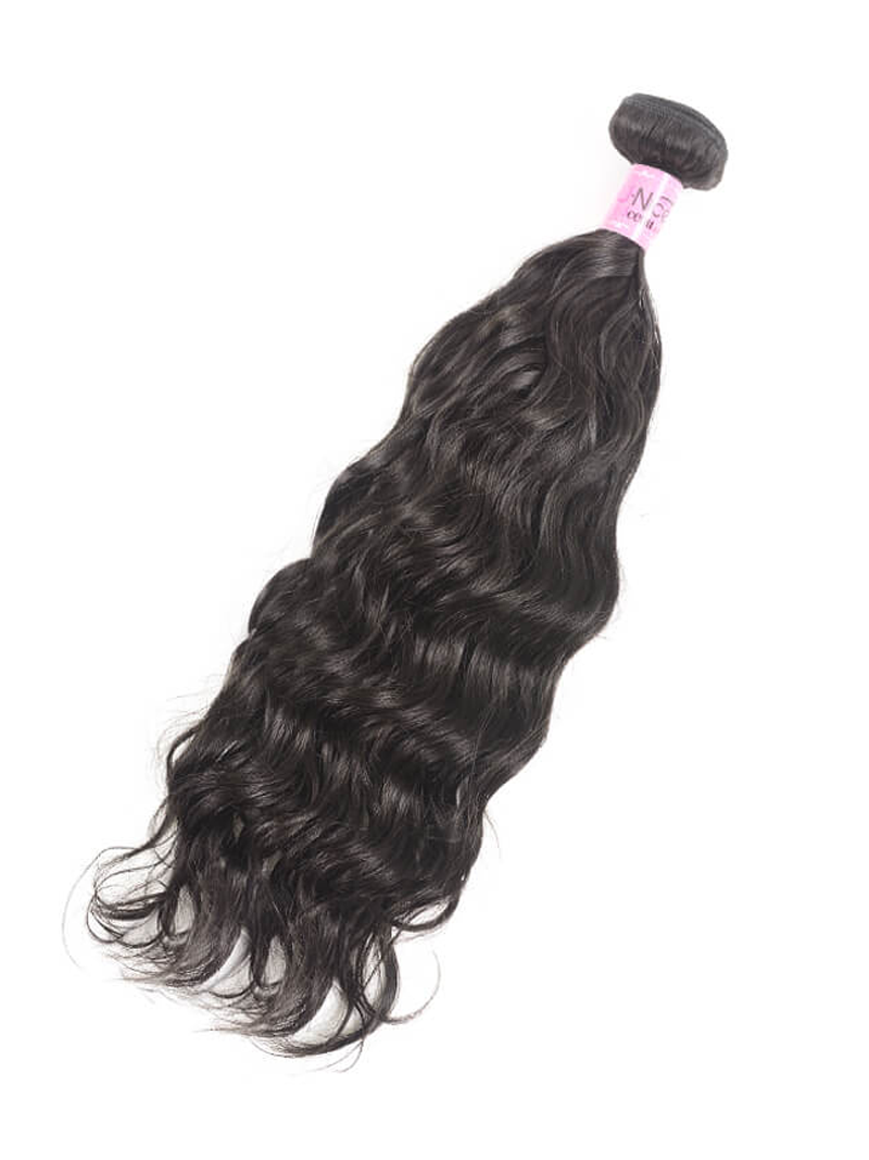 The UNice Hair Icenu Series Hair Products 1Bundle Virgin Human Hair Natural Wave image highlights NS, brazilian virgin hair extensions and bundle fullness.