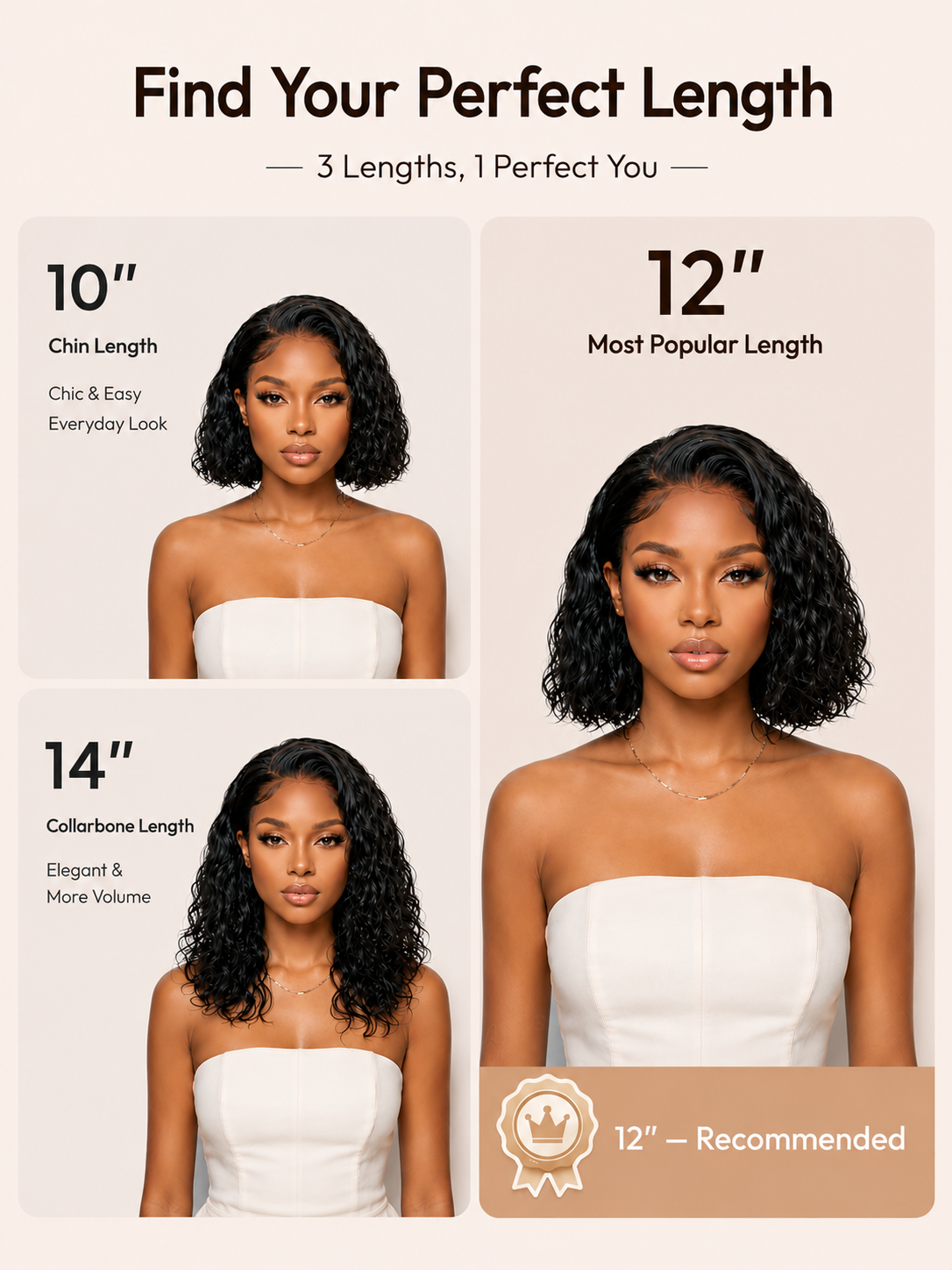 A model displays the UNice Allofdestiny Same UNice Bye Bye Slip 6x4 Glueless Lace "C" Side Part Loose wig, showing a model with long curly hair and a white dress.