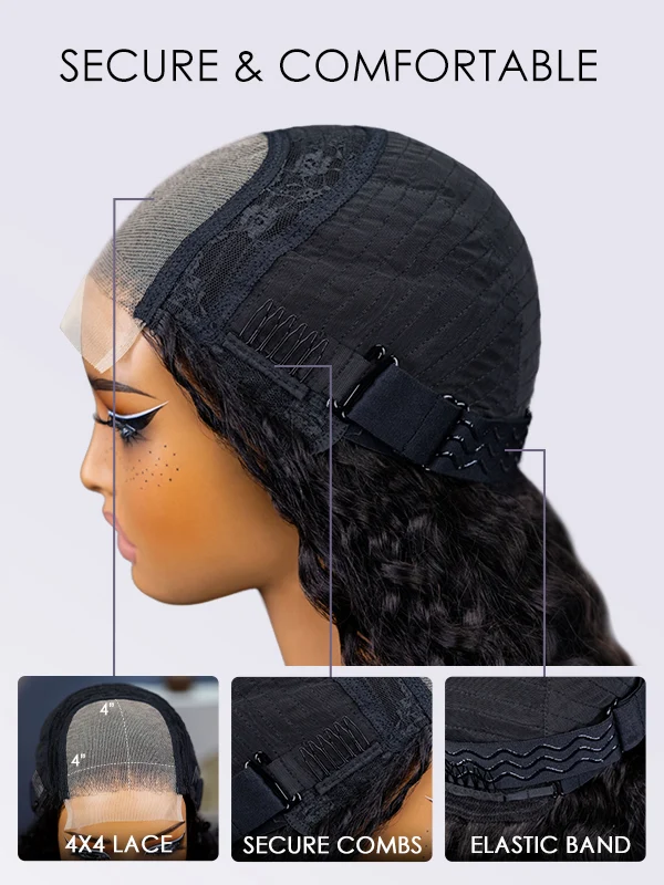 Long Hair 4x4 Transparent Lace Closure Wig Human Hair Wig 180% Density