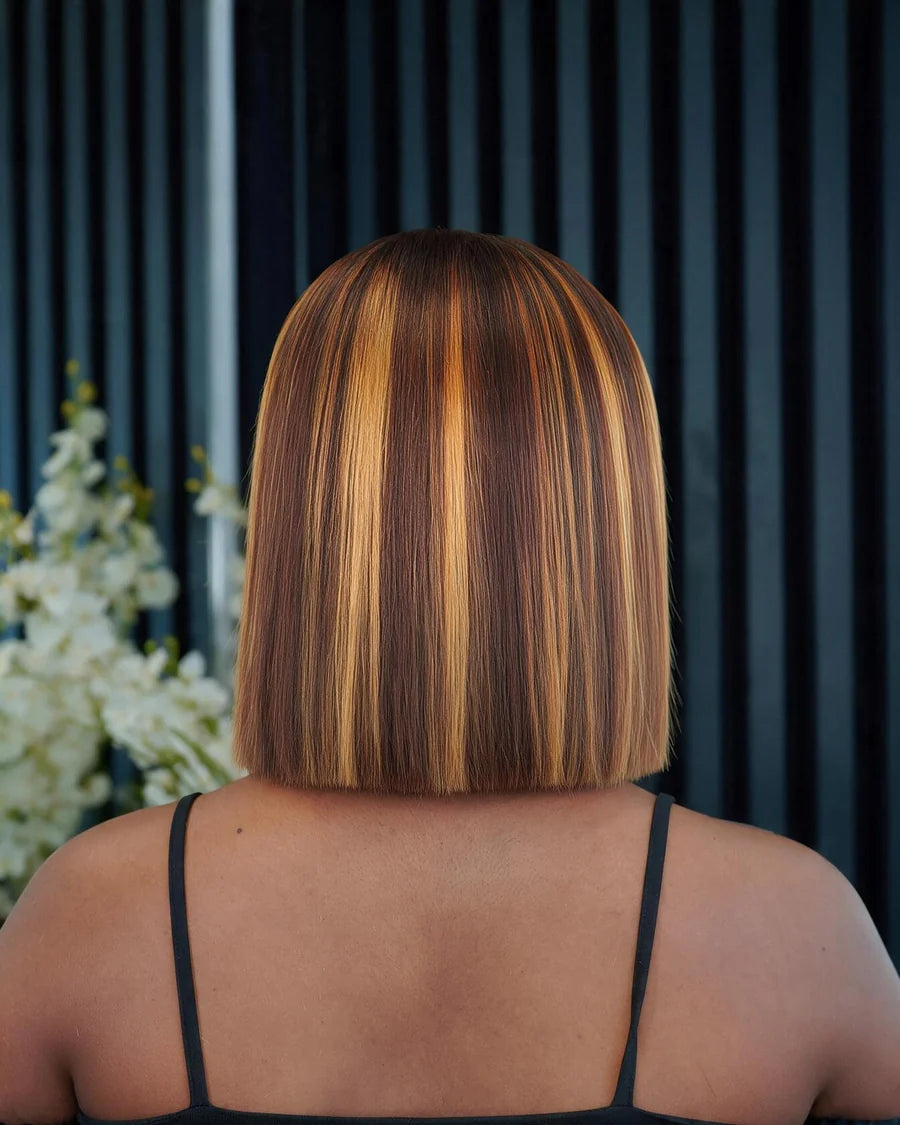 SDD Bone Straight Bob Glueless Wigs Vietnam Hair Piano Color Bob Wig