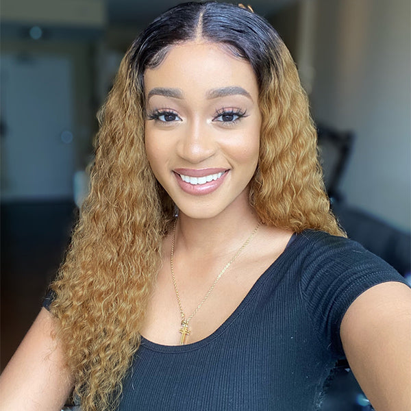 OUTLET I Ombre Brown Color Deep Wave Lace Wig