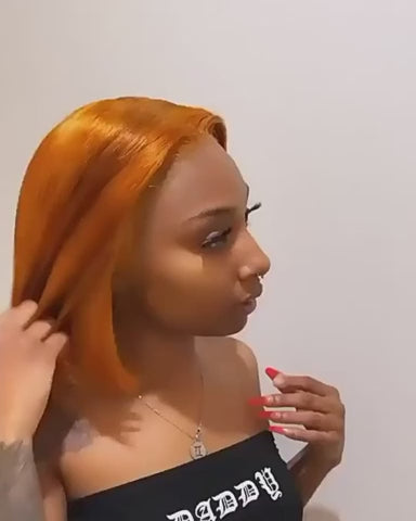 Orange Ginger Color 13x4 HD Lace Front Wigs Short Bob Wig Pre Plucked Natural Baby Hair For Black Women