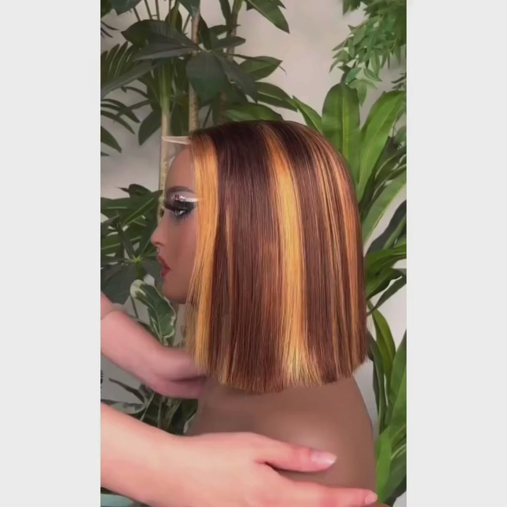 SDD Bone Straight Bob Glueless Wigs Vietnam Hair Piano Color Bob Wig
