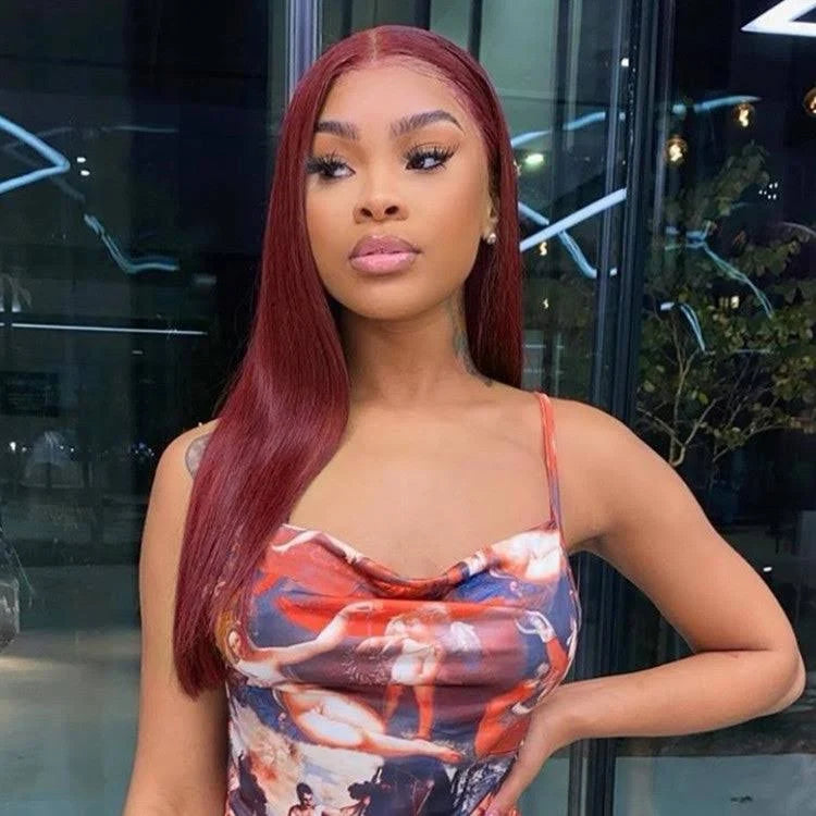 Ready To Go Wig Double Drawn 4x4 Lace Closure Human Hair Wig 99J Color