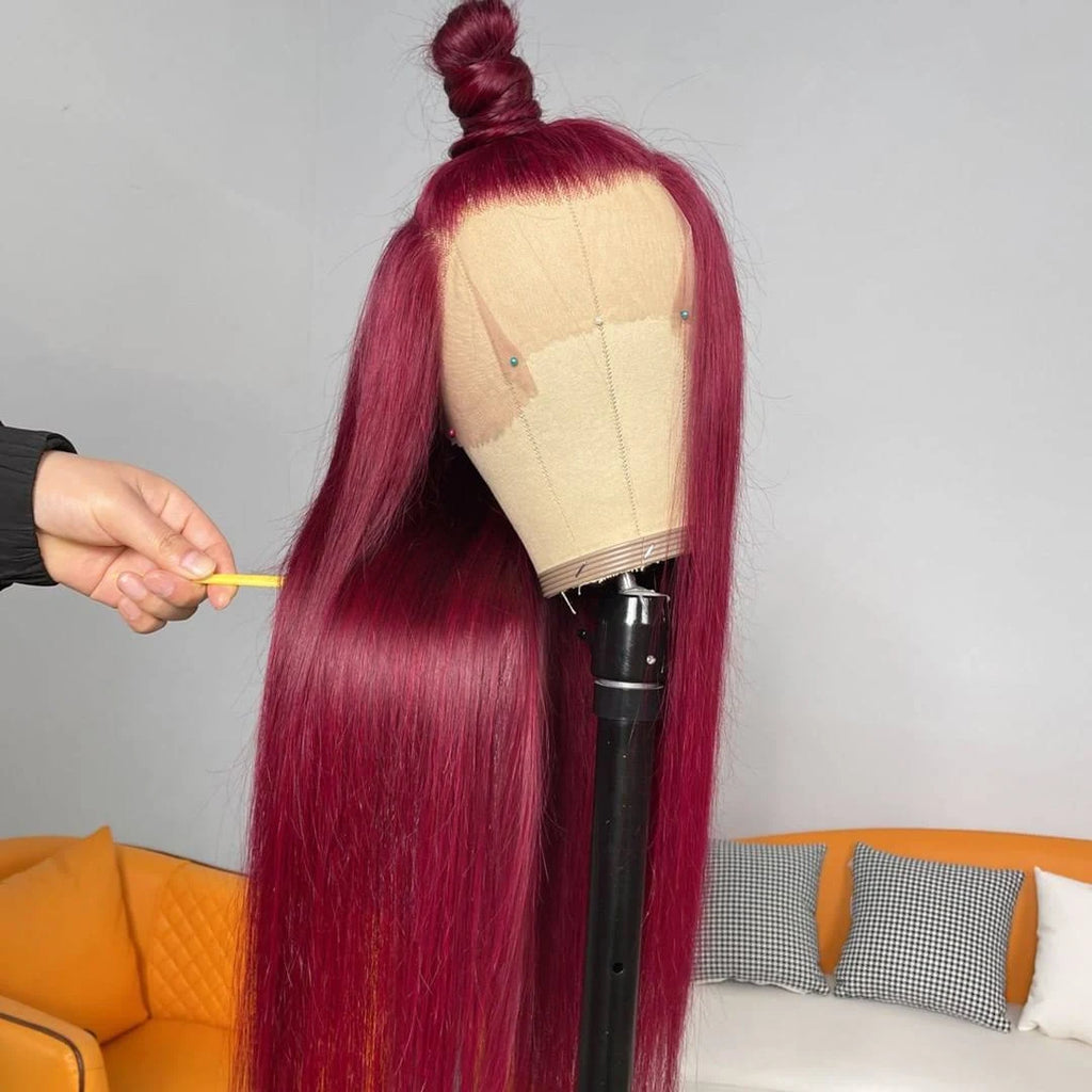 Ready To Go Wig Double Drawn 4x4 Lace Closure Human Hair Wig 99J Color
