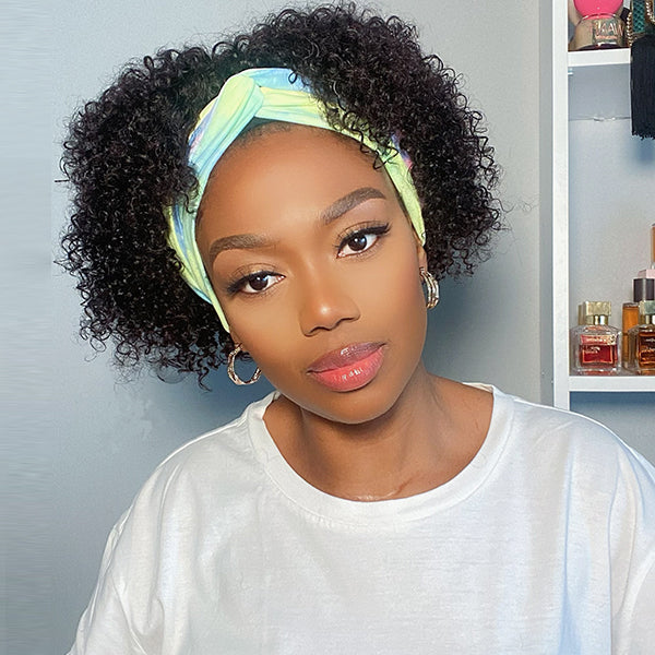 Outlet | Throw On & Go | Short Jerry Curl Headband Wig