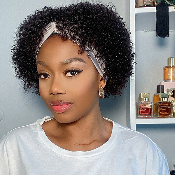 Outlet | Throw On & Go | Short Jerry Curl Headband Wig