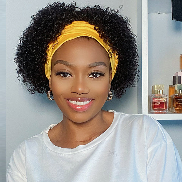 Outlet | Throw On & Go | Short Jerry Curl Headband Wig