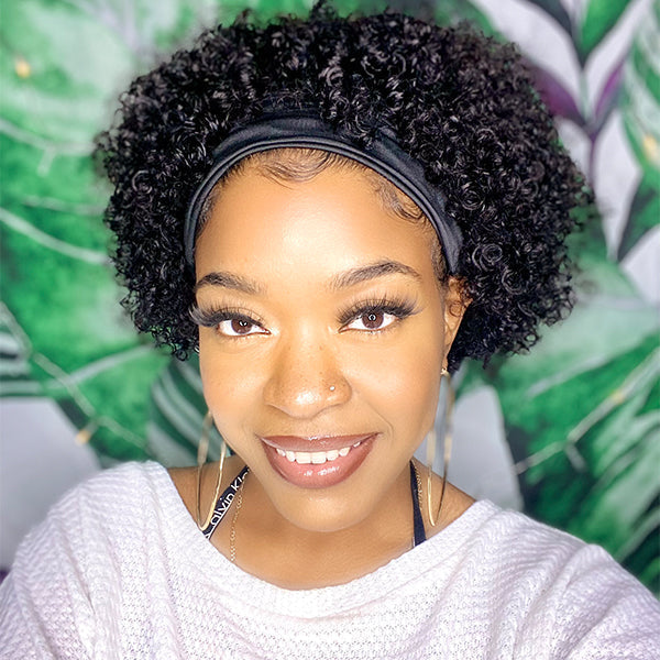 Outlet | Throw On & Go | Short Jerry Curl Headband Wig