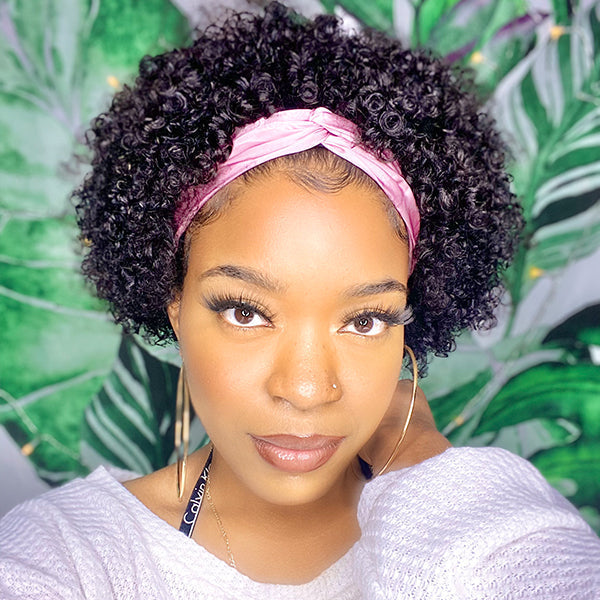 Outlet | Throw On & Go | Short Jerry Curl Headband Wig