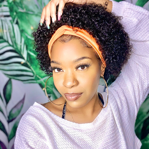 Outlet | Throw On & Go | Short Jerry Curl Headband Wig