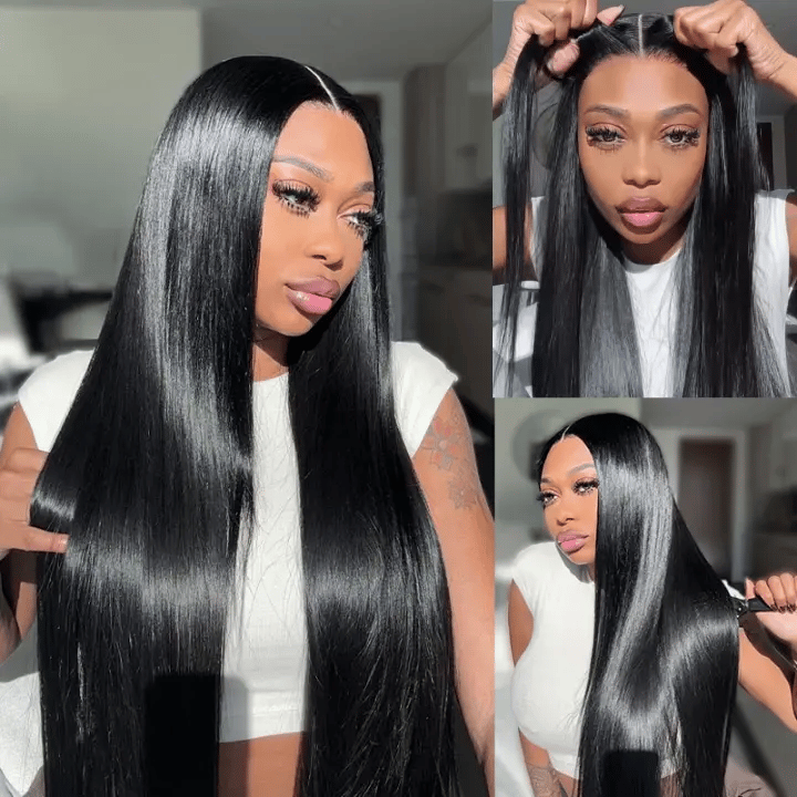 Glueless 5x5 Lace Closure Straight Wigs Human Hair Put On Go Glueless Wigs Human Hair Pre Plucked