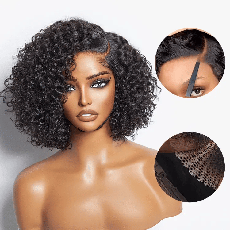 Glueless 4x4 water wave Bob Wig 100% Human Hair