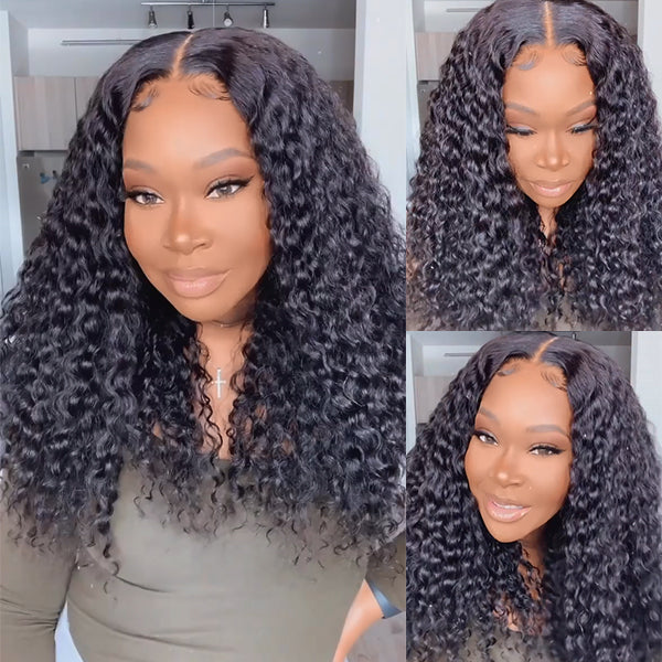 Outlet | Wet And Wavy | Water Wave 4x4 Closure Lace Glueless Mid Part Long Wig
