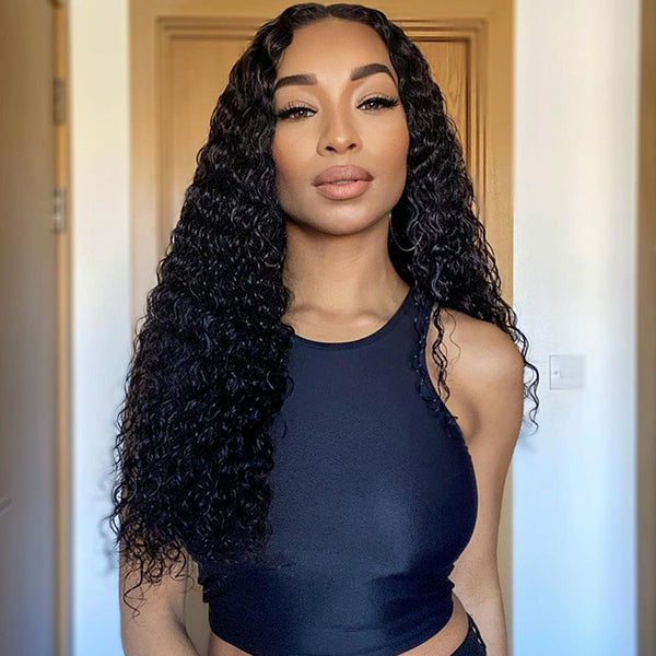 Outlet | Wet And Wavy | Water Wave 4x4 Closure Lace Glueless Mid Part Long Wig