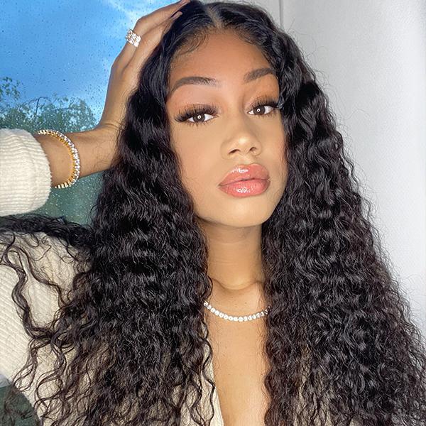 Outlet | Wet And Wavy | Water Wave 4x4 Closure Lace Glueless Mid Part Long Wig