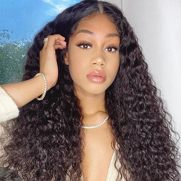 Outlet | Wet And Wavy | Water Wave 4x4 Closure Lace Glueless Mid Part Long Wig
